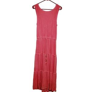 Knox Rose pink tiered tassel sleeveless maxi dress Sz Small Boho Fairy Dopamine